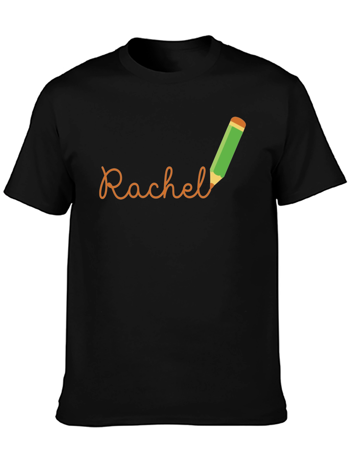 Black Personalized Rachel Pencil Name T-Shirt view 3
