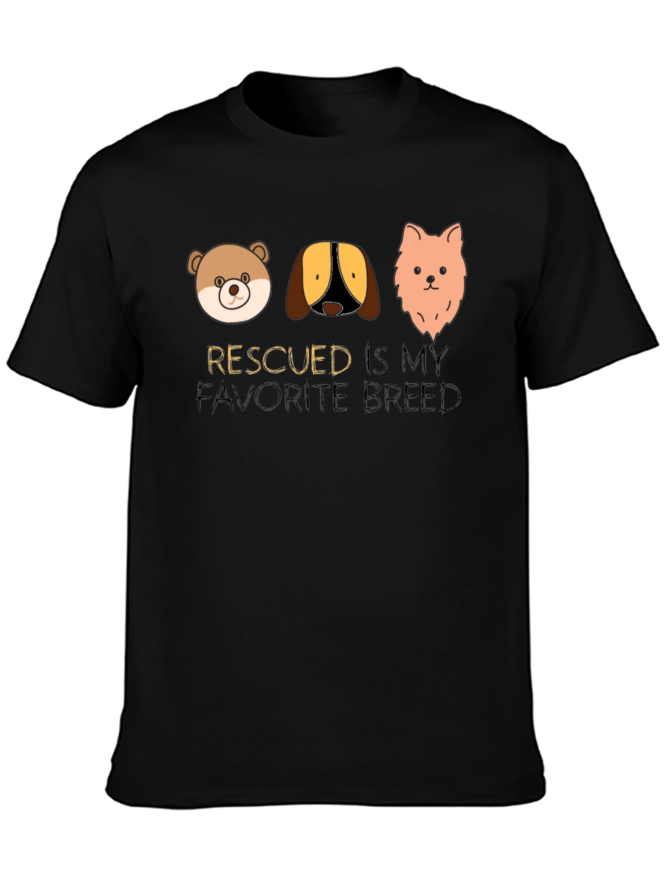 Black Rescued is My Favorite Breed T-Shirt view 3