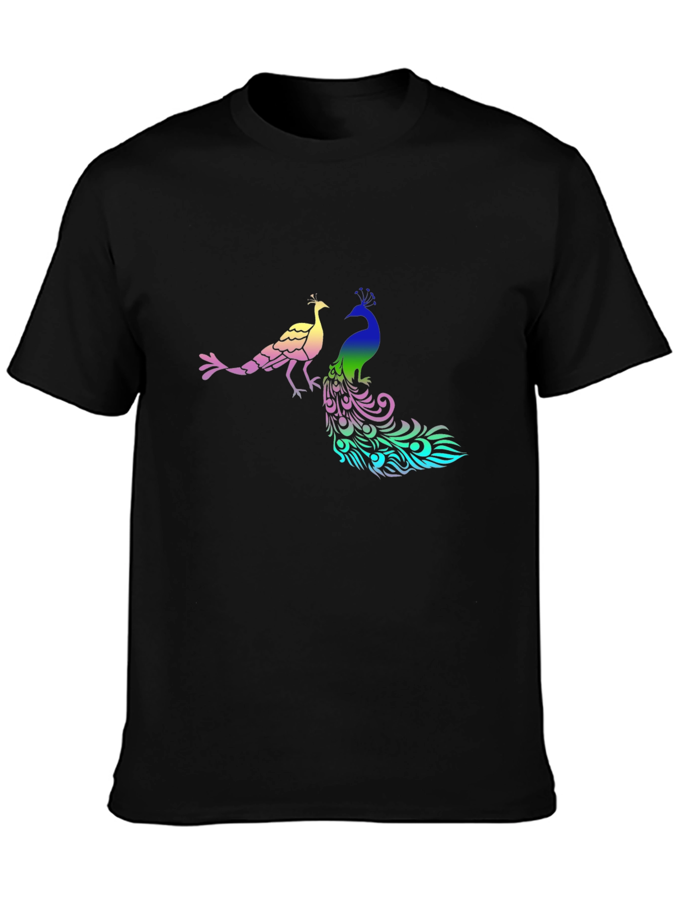 Black Peacock Graphic Print Black T-Shirt view 3
