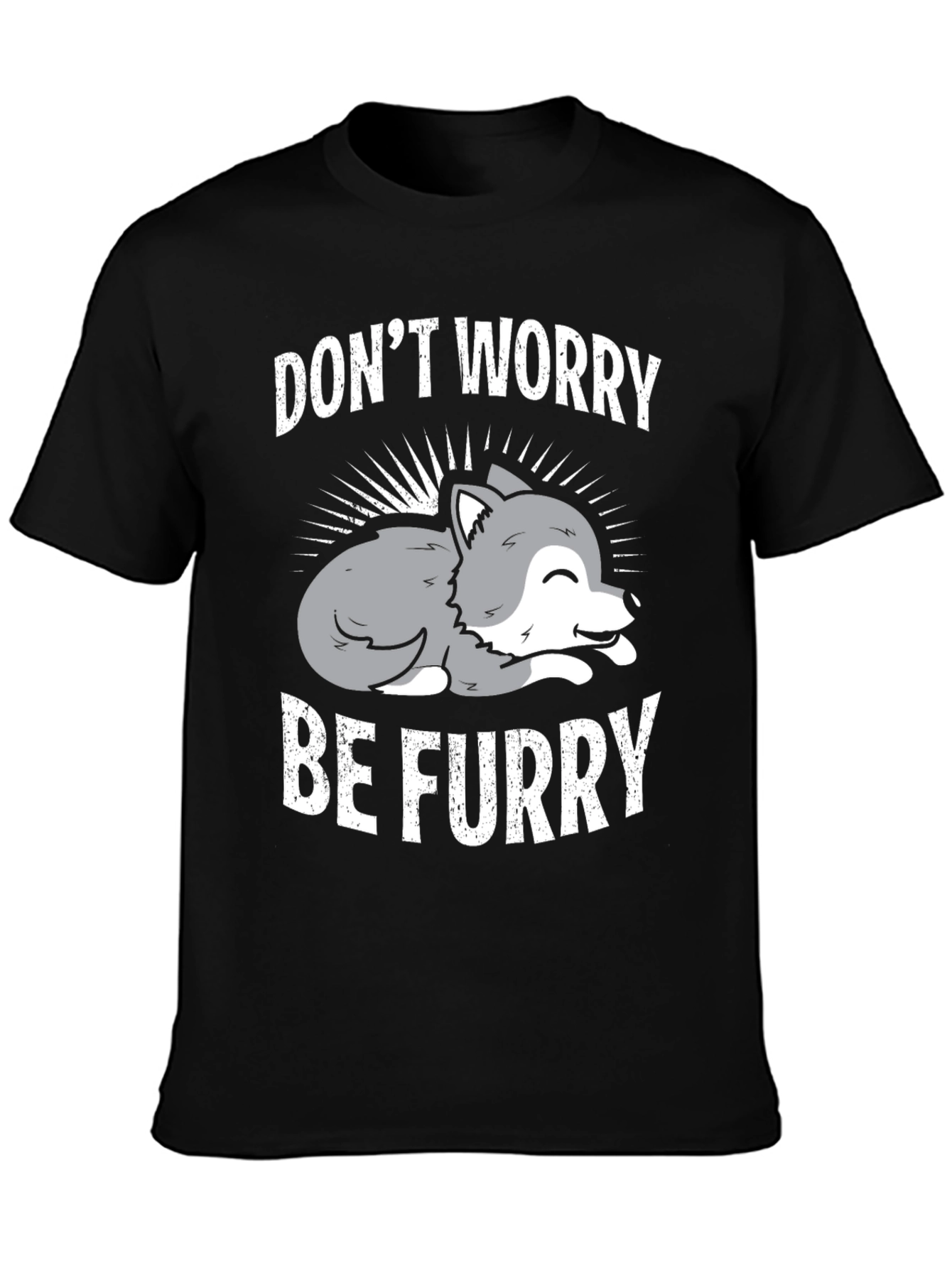 Black Don't Worry Be Furry Graphic T-Shirt view 3