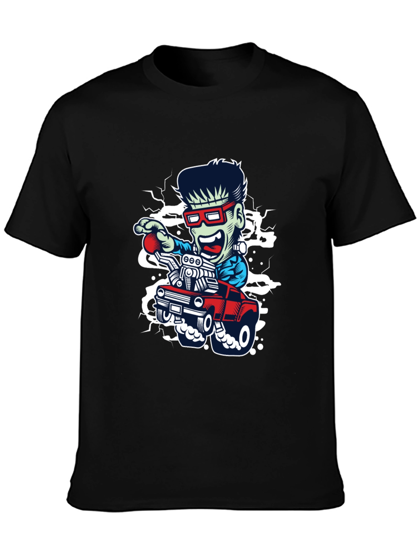 Black Monster Truck Graphic Tee - Unique Design view 3
