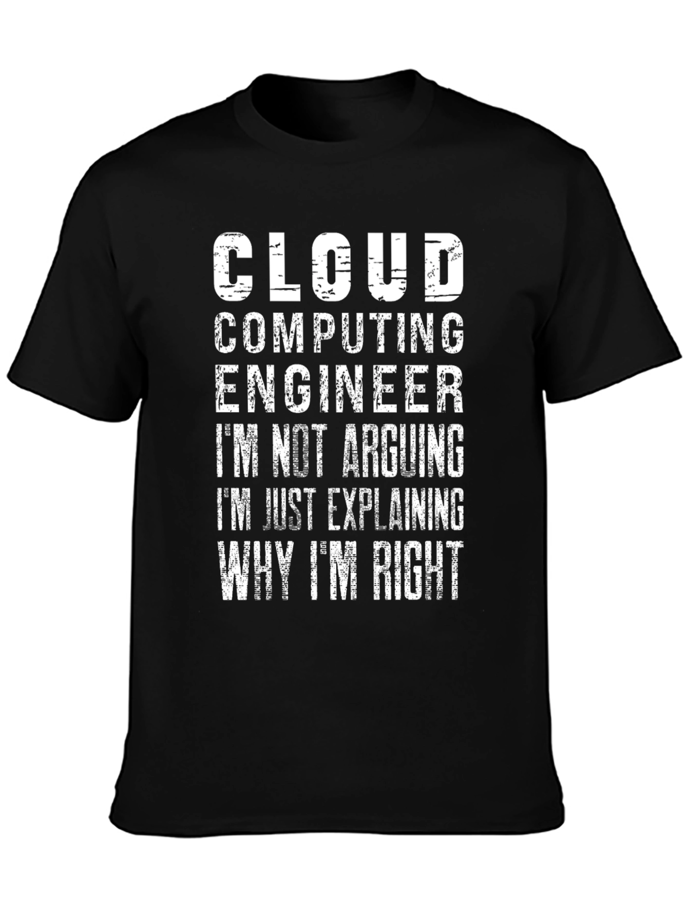 Black Cloud Computing Engineer Funny T-Shirt view 3