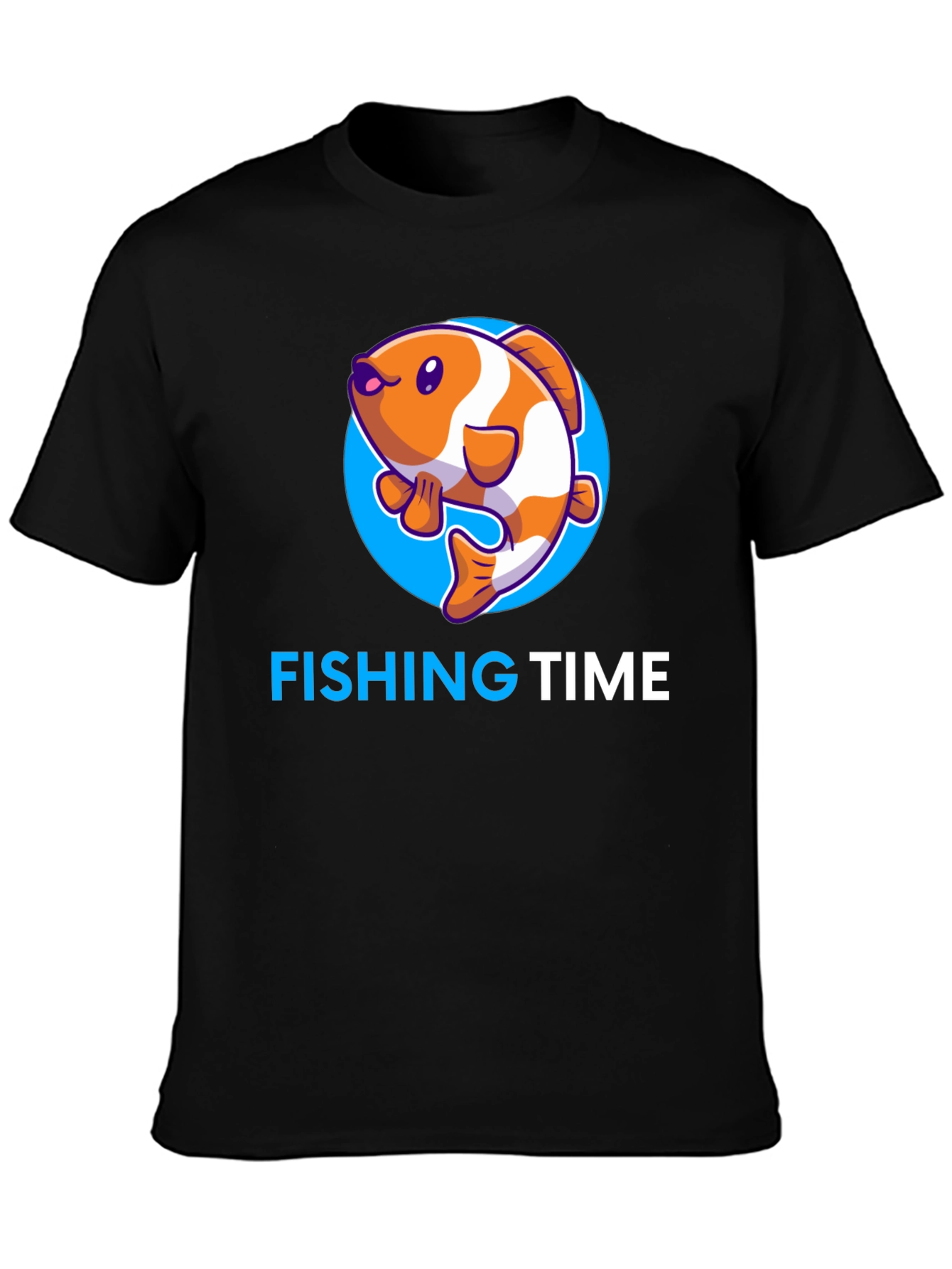 Black Fishing Time Graphic Tee - Black Cotton Shirt view 3