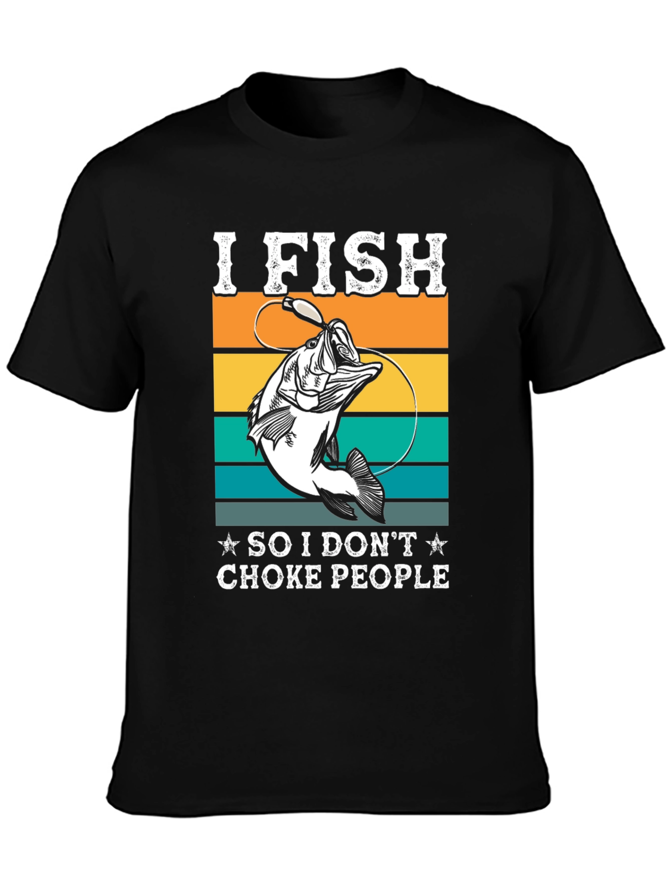 Black I Fish Funny Graphic T-Shirt view 3
