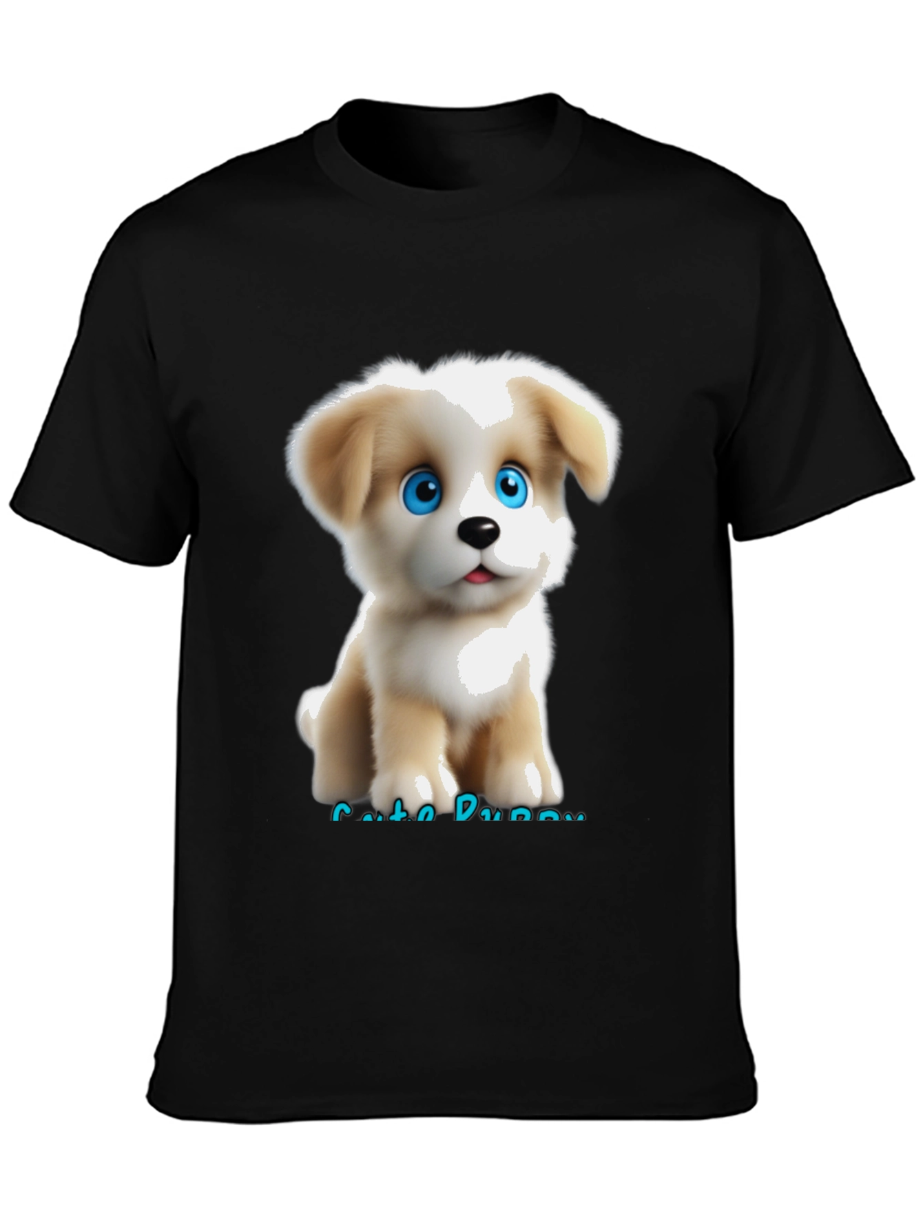 Black Cute Puppy Graphic T-Shirt view 3
