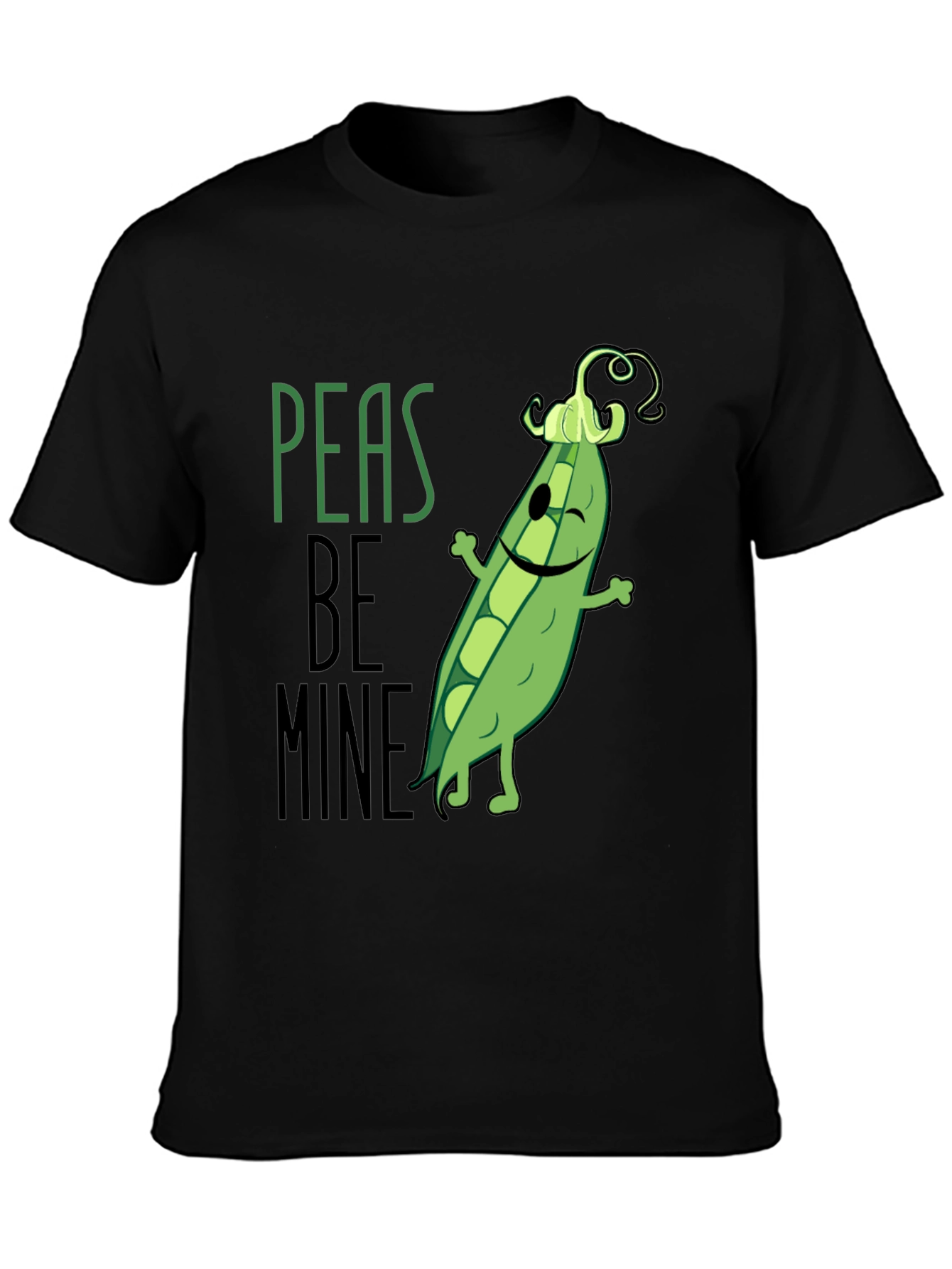 Black Peas Be Mine Graphic T-Shirt - Cute Food Pun Tee view 3