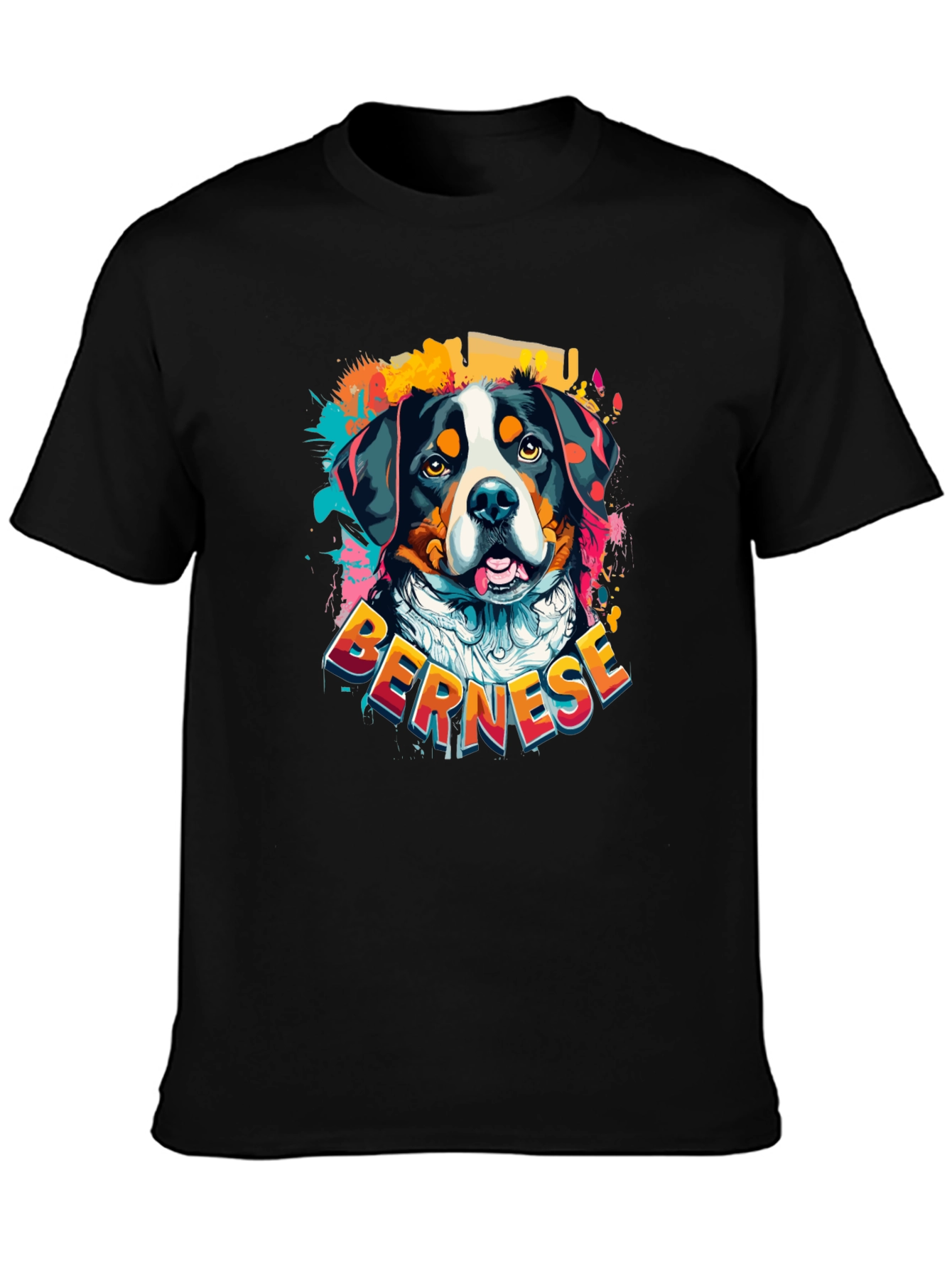 Black Bernese Mountain Dog Graphic T-Shirt view 3