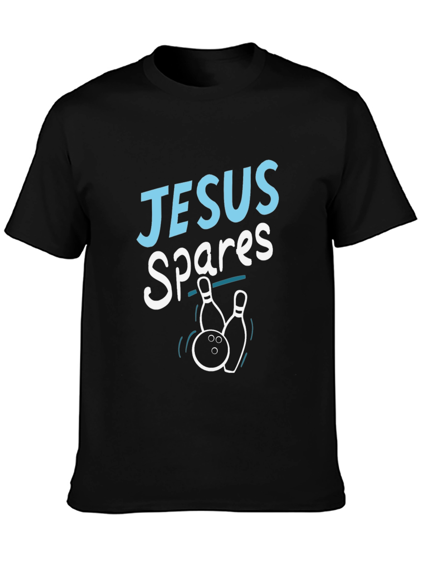 Black Jesus Spares Bowling T-Shirt - Religious Humor Tee view 3