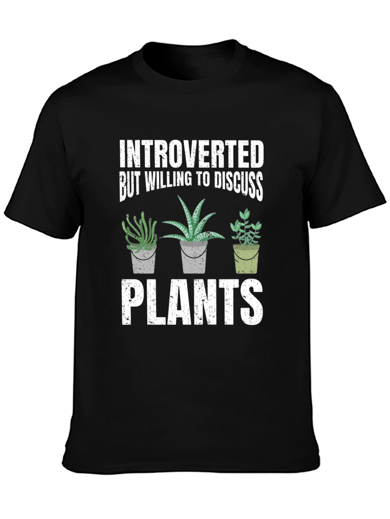 Black Introverted Plants Graphic Tee view 3