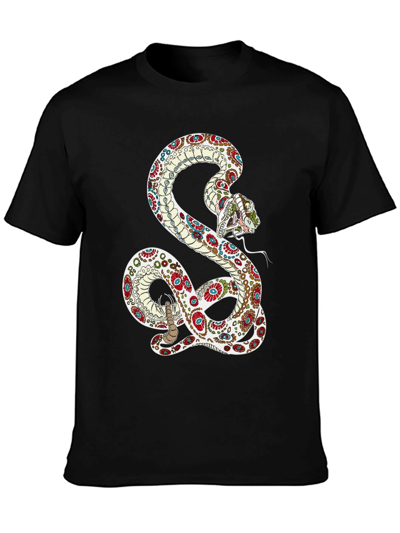 Black Sugar Skull Snake Graphic Tee view 3