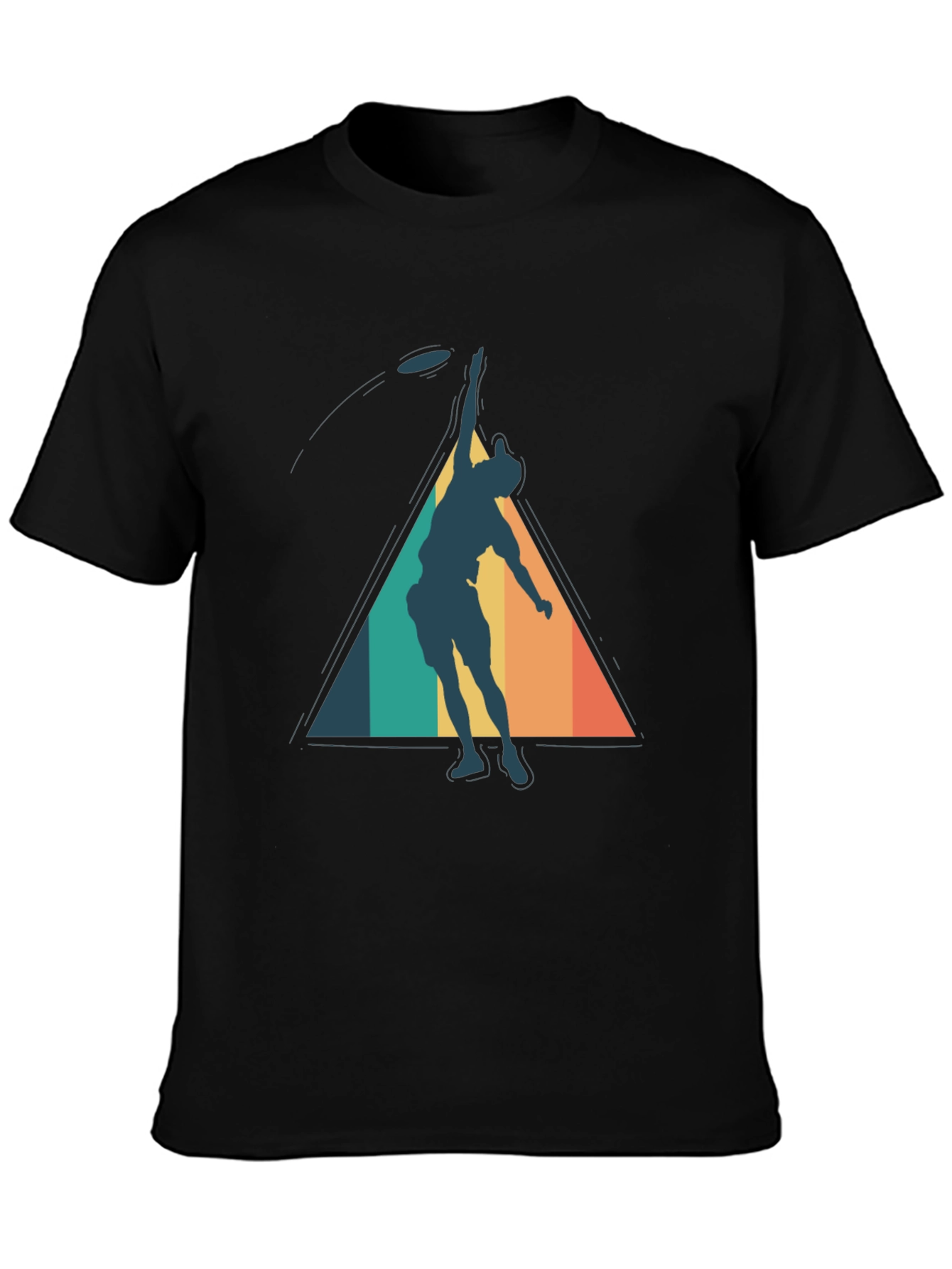 Black Retro Ultimate Frisbee Player Graphic Tee view 3