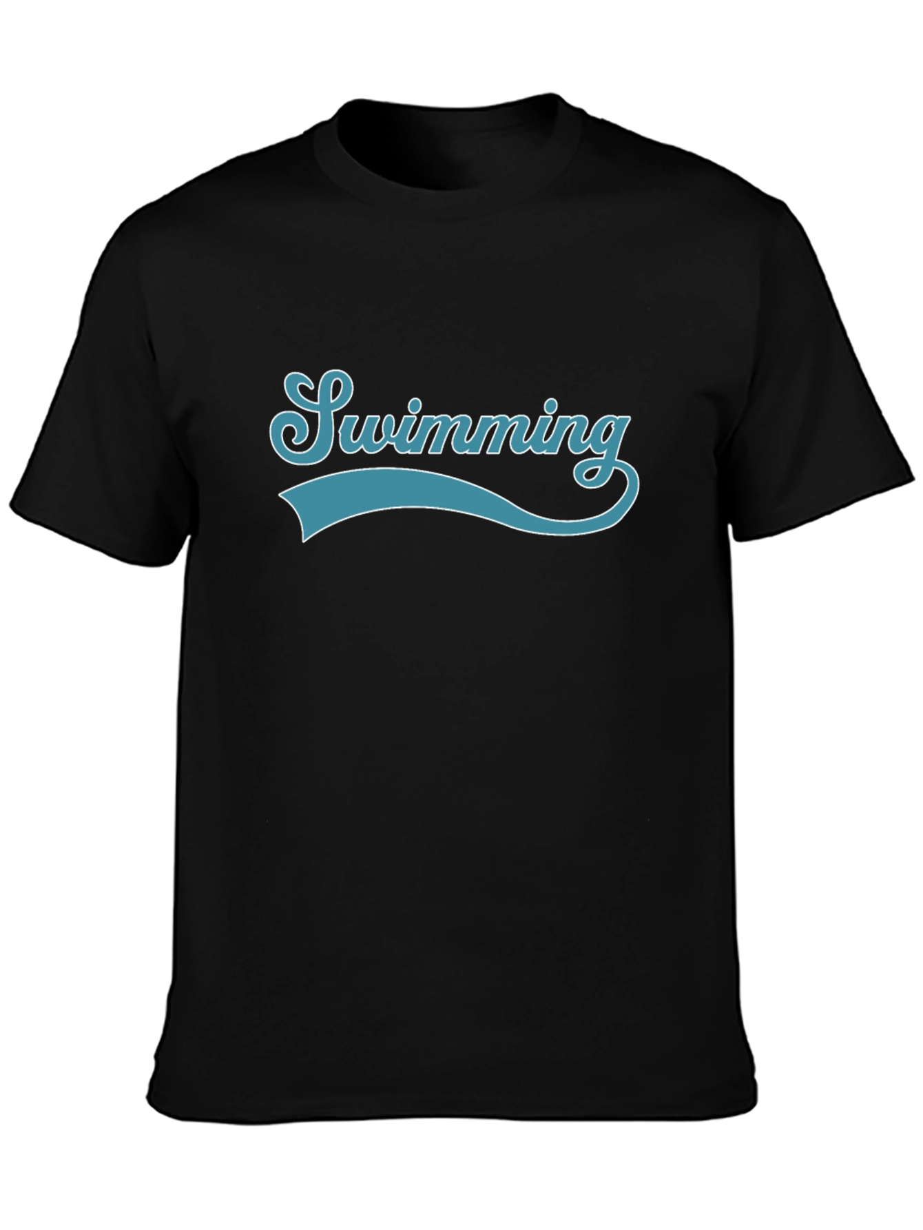 Black Swimming Graphic Print Crew Neck T-Shirt view 3