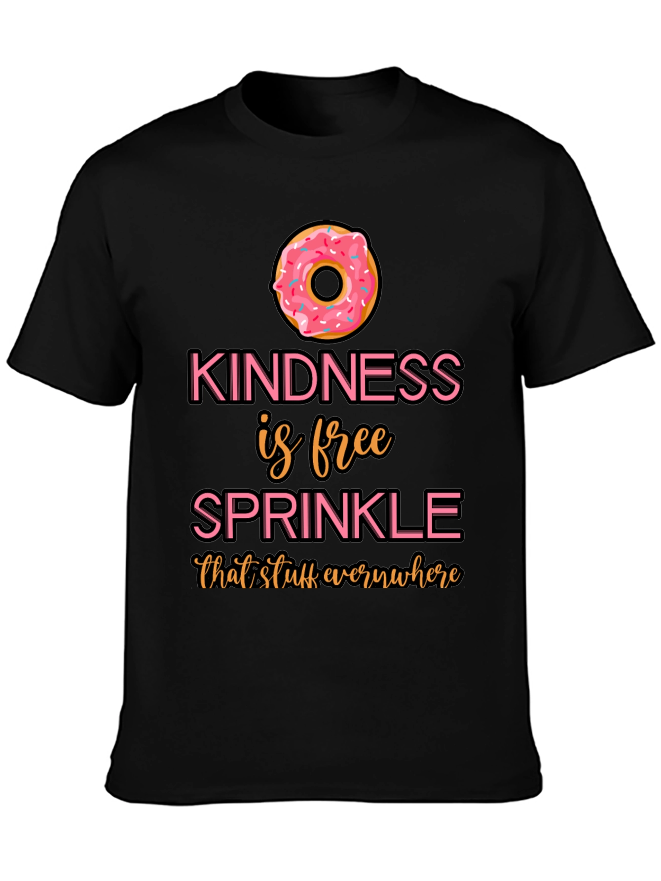 Black Kindness Sprinkle Donut T-Shirt view 3