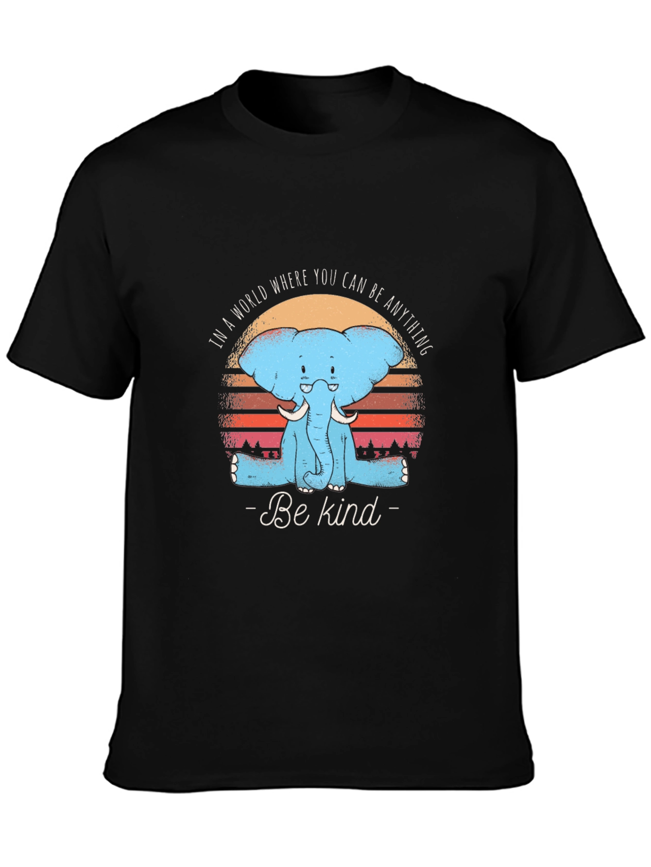 Black Be Kind Elephant T-Shirt - Soft Cotton Tee view 3