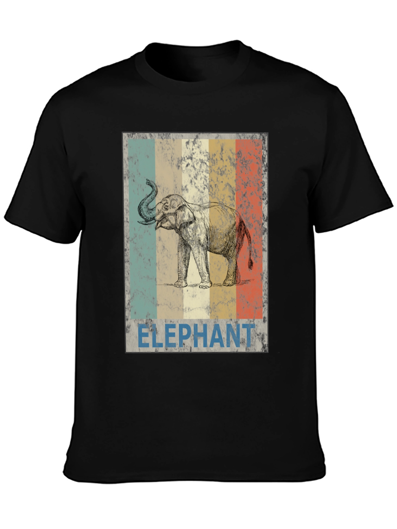 Black Vintage Elephant Graphic Tee - Black Cotton Blend view 3
