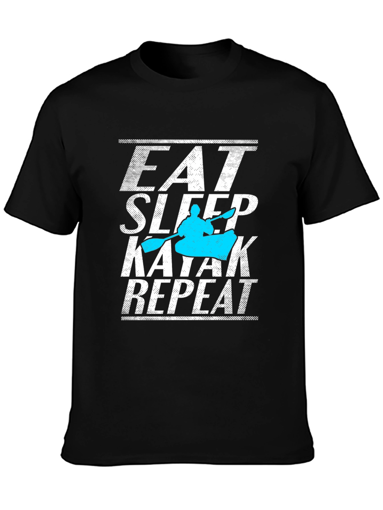 Black Eat Sleep Kayak Repeat Black T-Shirt view 3