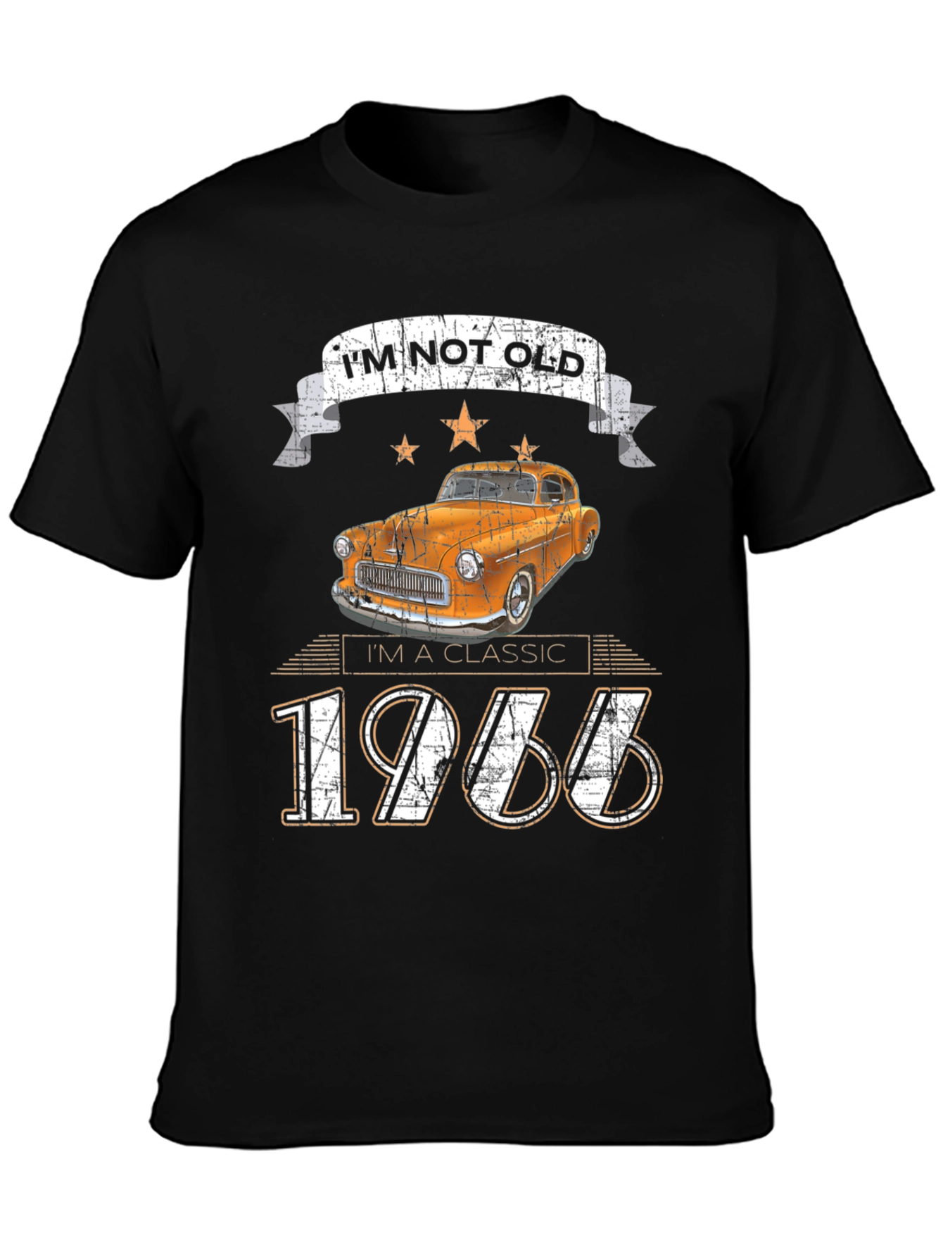 Black Classic 1966 Car T-Shirt view 3