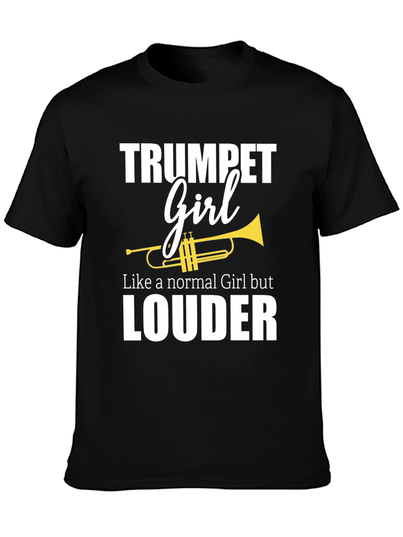 Black Trumpet Girl T-Shirt - Loud & Proud Musician Tee view 3