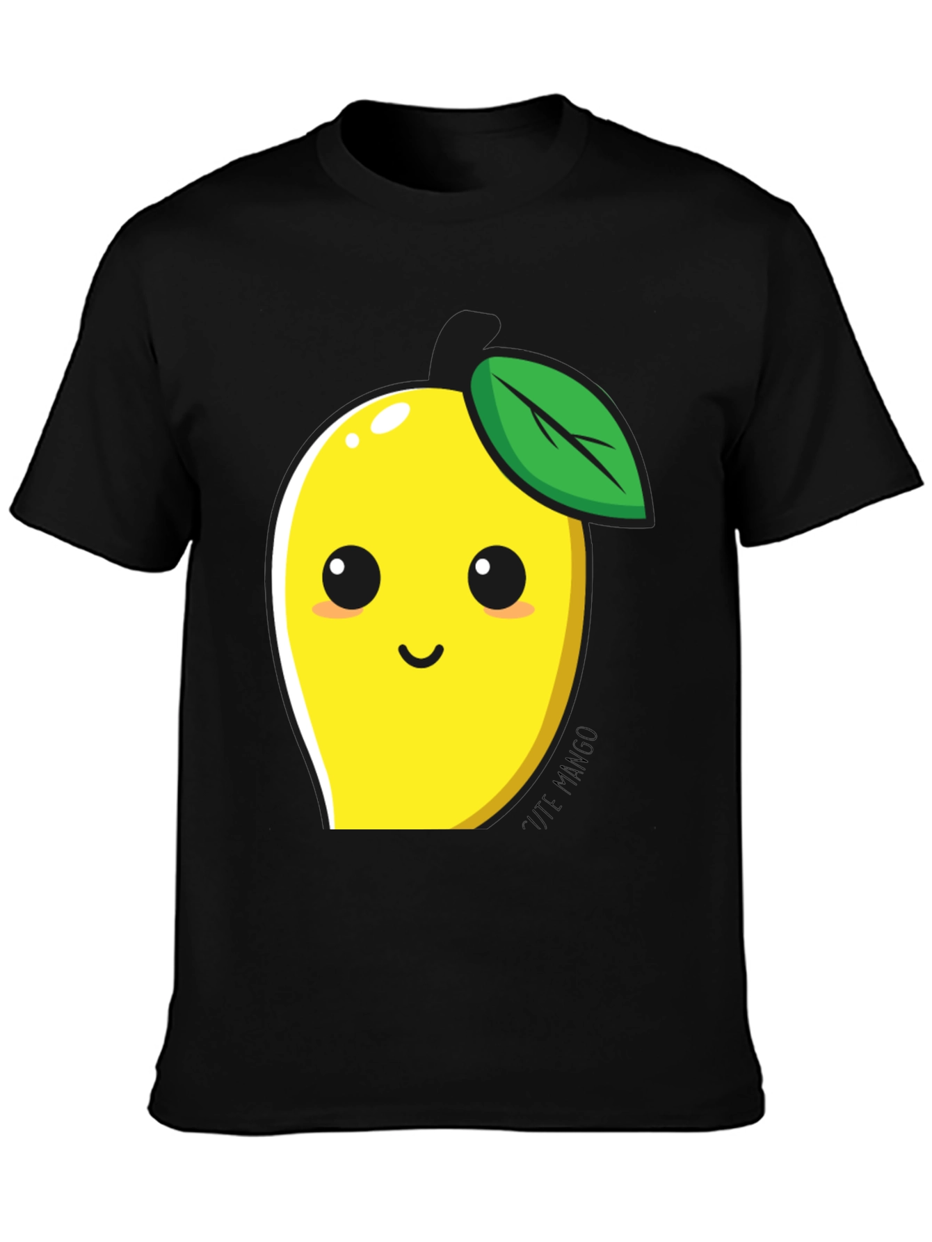 Black Cute Mango Graphic T-Shirt - Black Cotton Blend view 3
