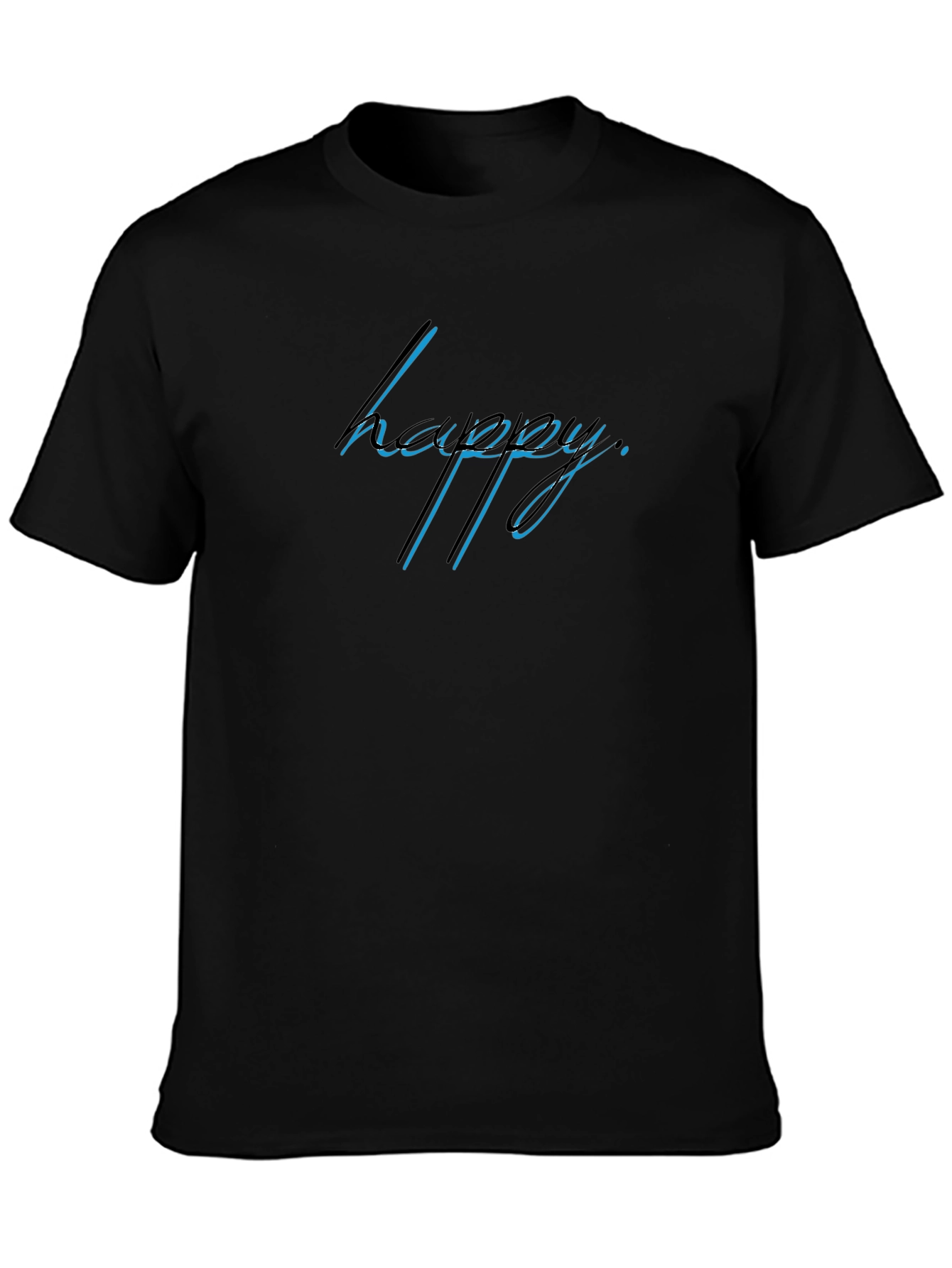 Black Happy Graphic Print Black T-Shirt view 3