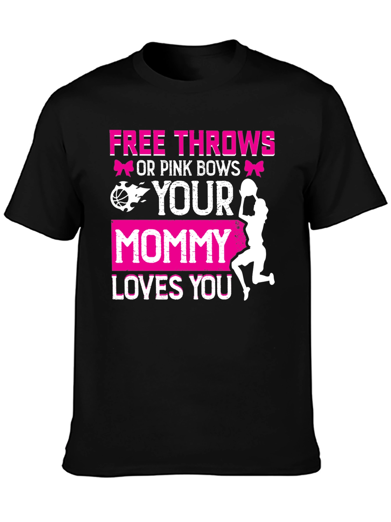 Black Free Throws or Pink Bows T-Shirt view 3