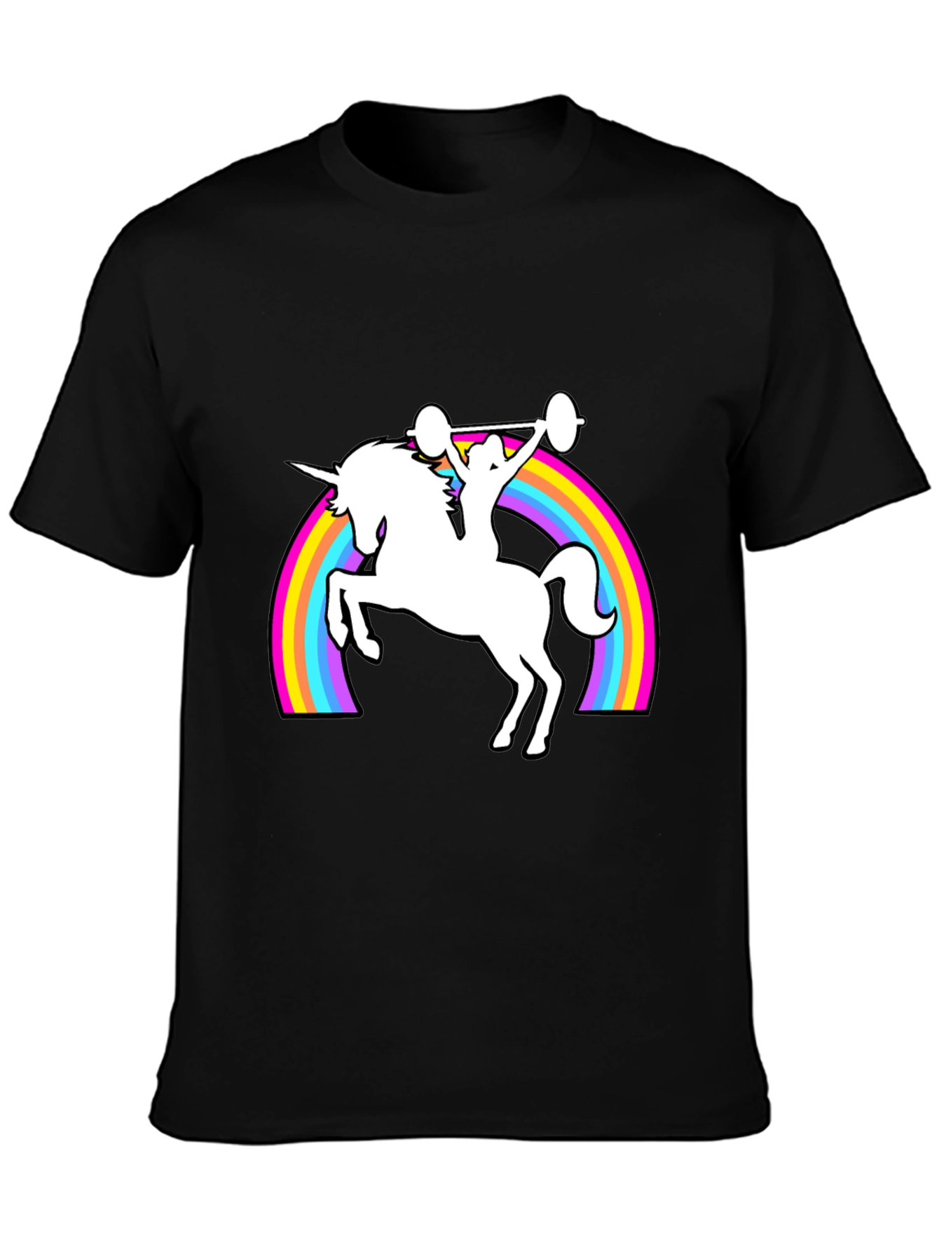 Black Unicorn Weightlifting Rainbow T-Shirt view 3