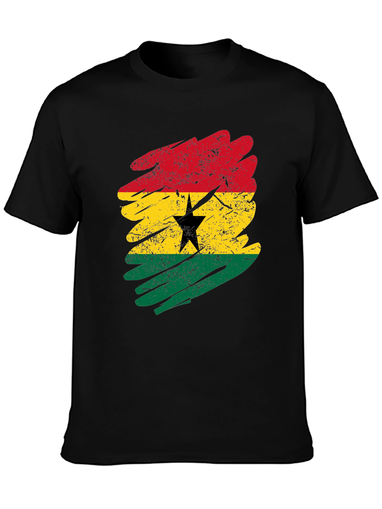 Black Ghana Flag T-Shirt - Distressed Grunge Style view 3