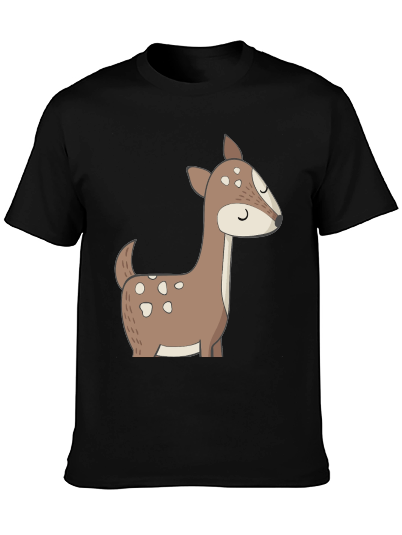 Black Cute Deer Graphic Tee - Black T-Shirt view 3