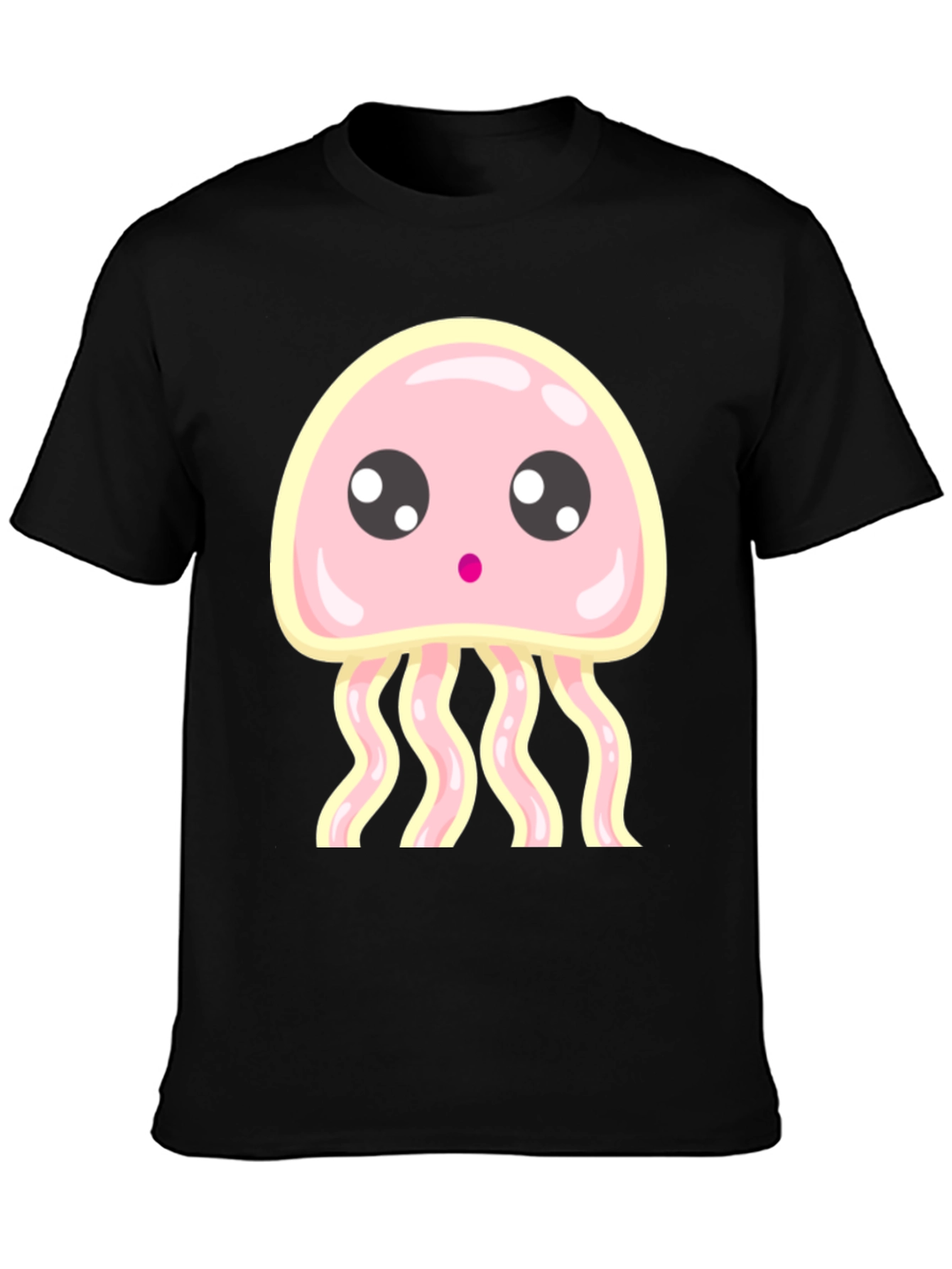 Black Cute Jellyfish Graphic Tee - Black Cotton Shirt view 3