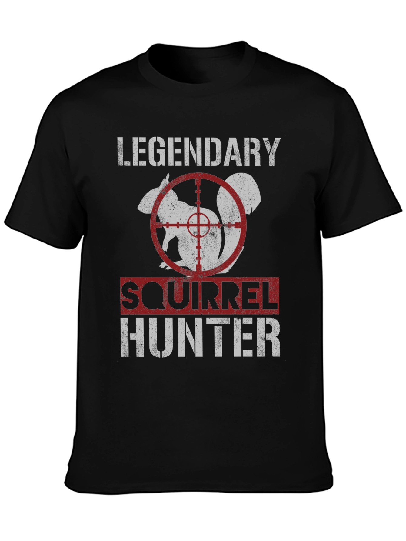 Black Legendary Squirrel Hunter T-Shirt - Funny Hunting Tee view 3