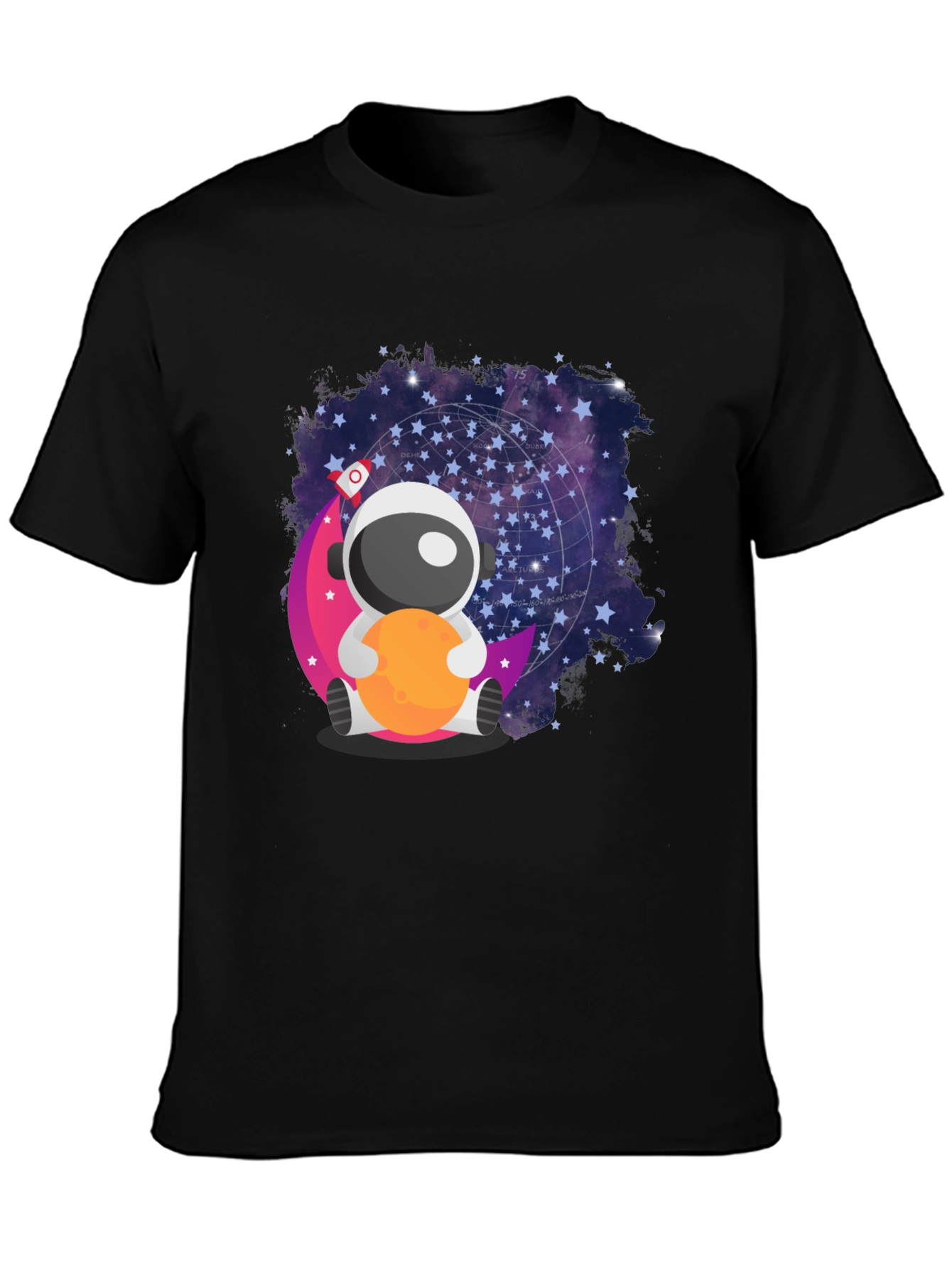 Black Cute Astronaut Moon T-Shirt - Space Lover's Tee view 3