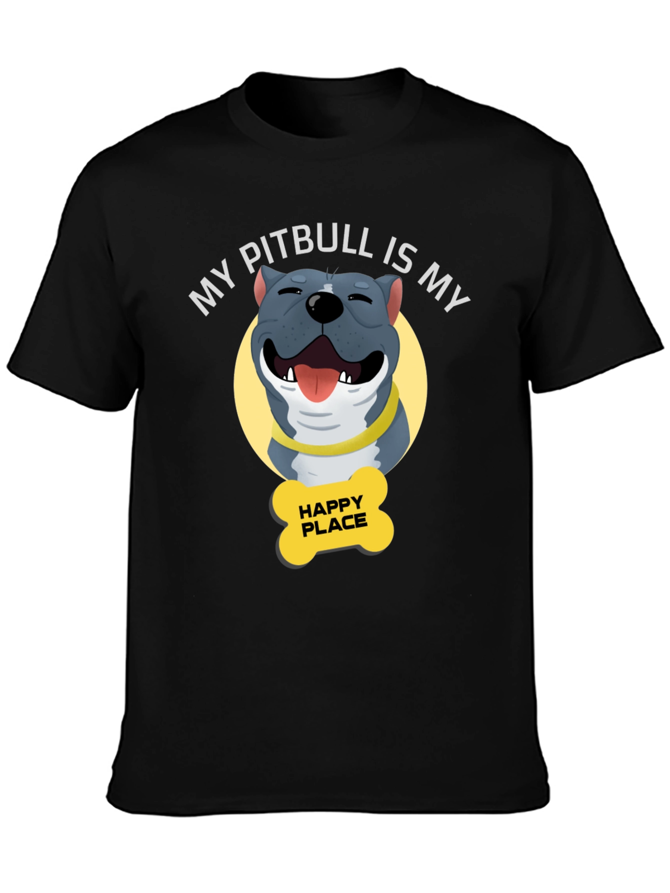Black My Pitbull is My Happy Place T-Shirt view 3
