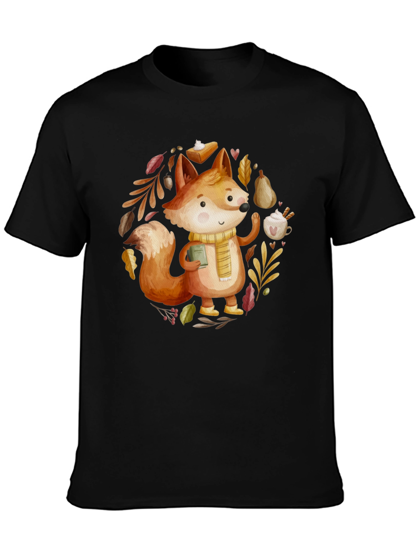Black Autumn Fox T-Shirt: Cozy Fall Vibes view 3