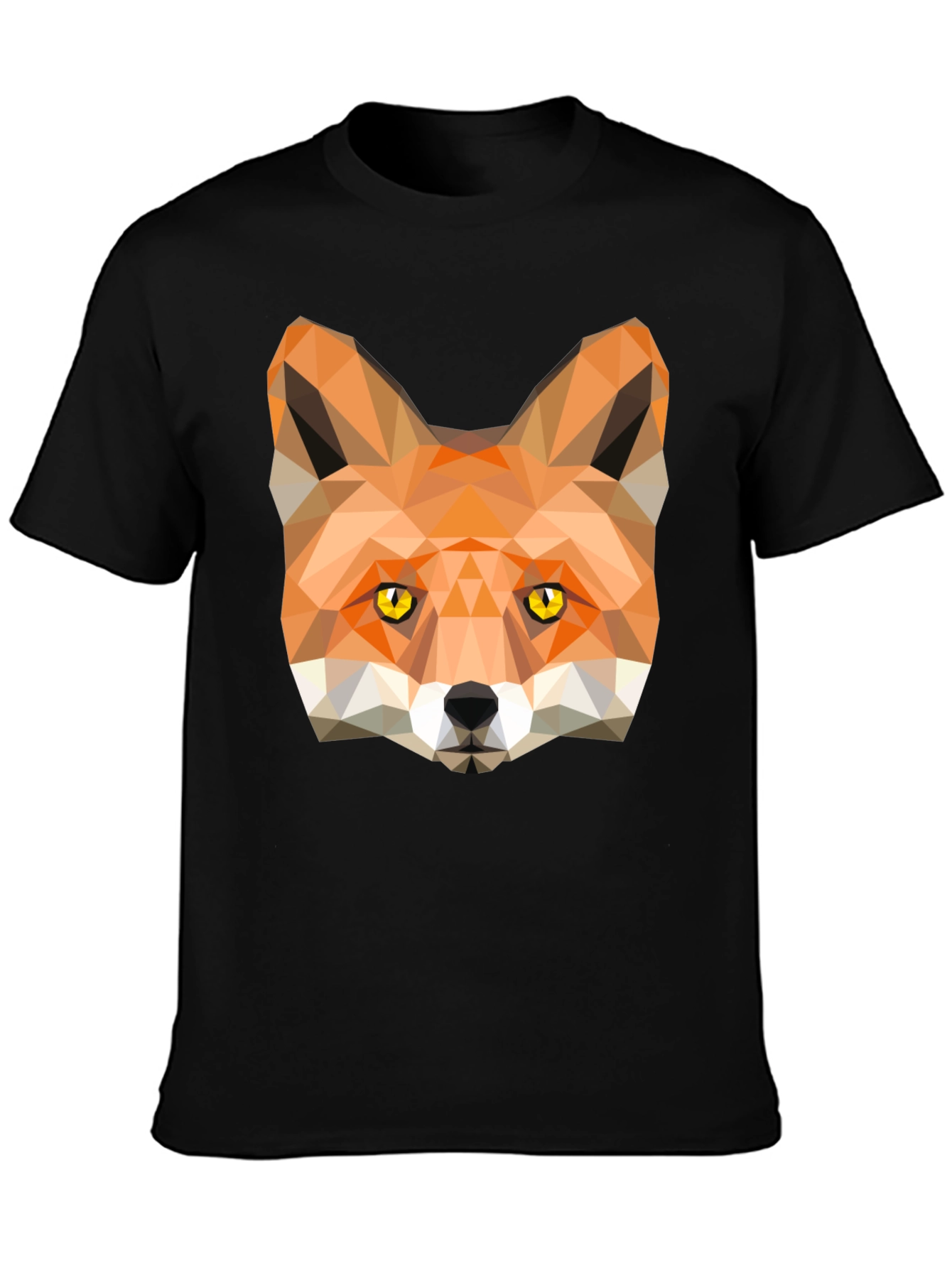 Black Geometric Fox Graphic Tee - Modern Style view 3