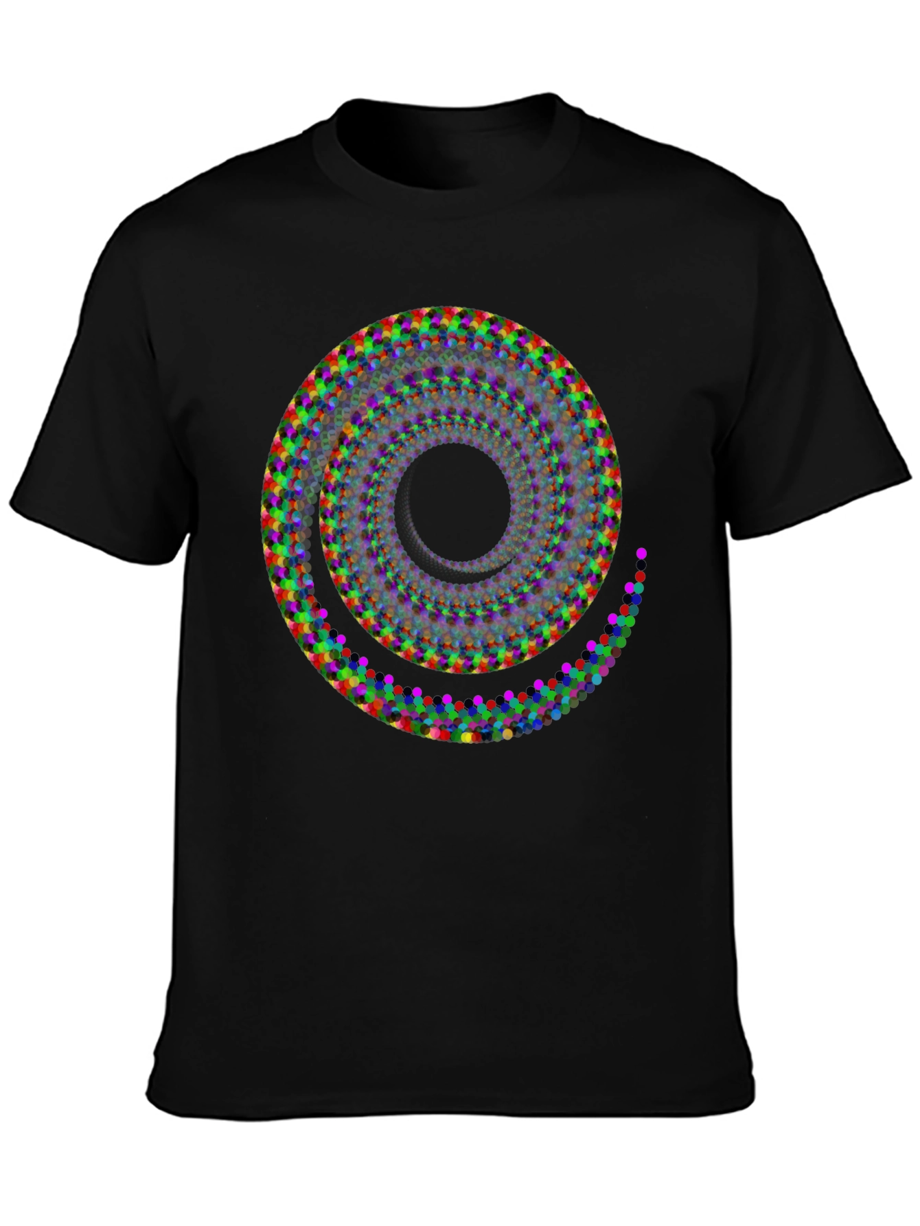Black Abstract Spiral Graphic T-Shirt - Modern Art Design view 3