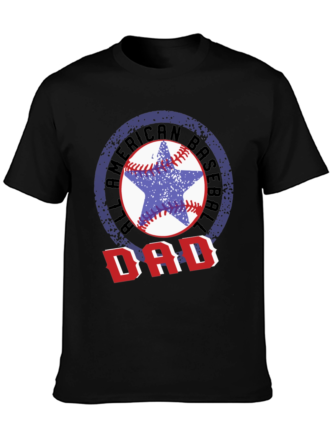 Black All American Baseball Dad T-Shirt view 3