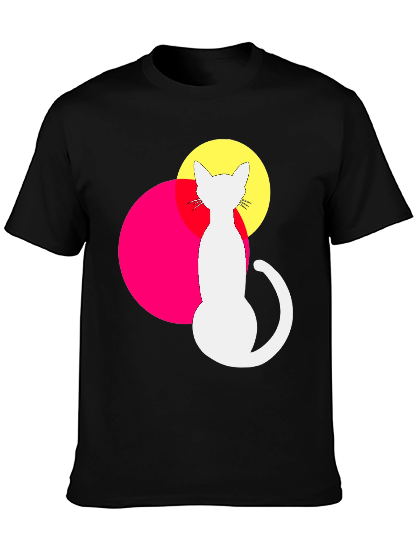 Black Modern Cat Graphic Tee - Unique Design view 3