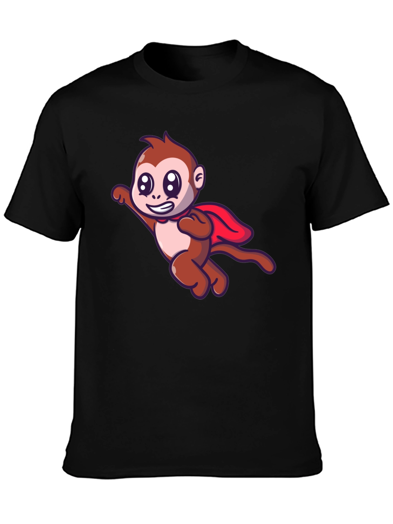 Black Superhero Monkey Black T-Shirt view 3