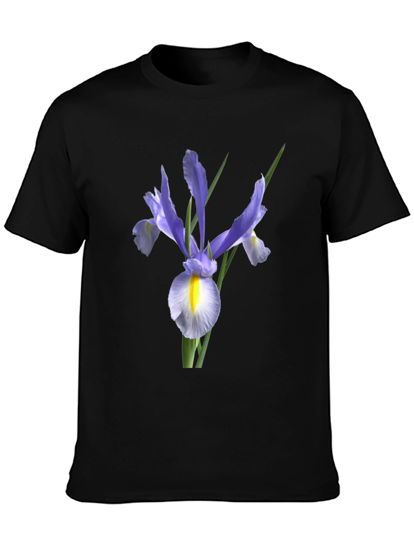 Black Floral Iris Graphic Print Black T-Shirt view 3