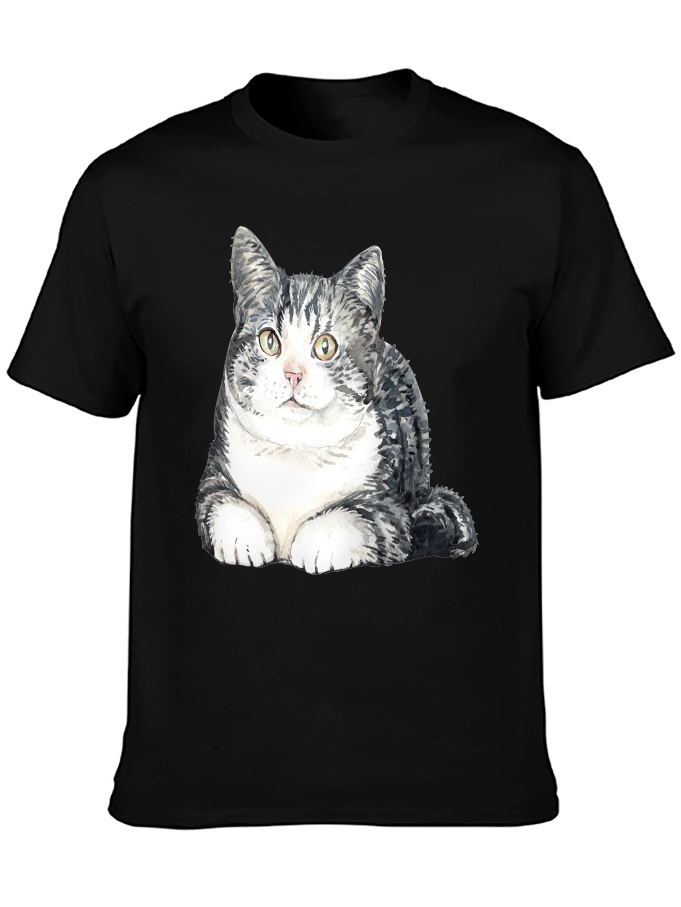 Black Cute Cat Graphic T-Shirt - Soft Cotton Blend view 3