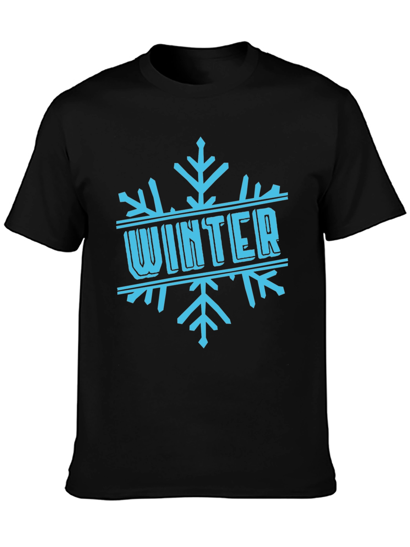 Black Winter Snowflake Graphic Black T-Shirt view 3