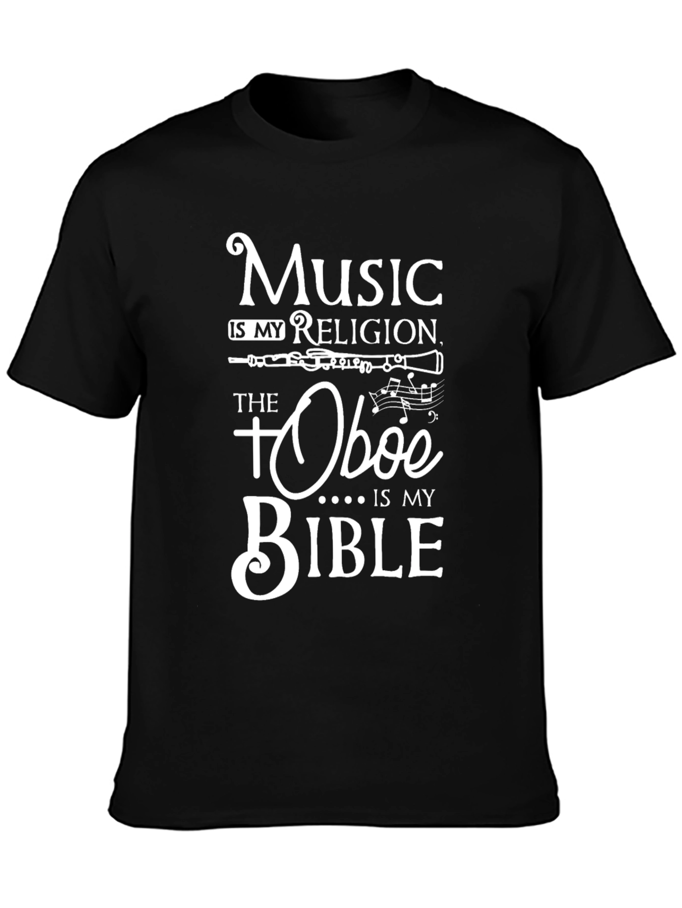 Black Music is My Religion Oboe Bible T-Shirt view 3