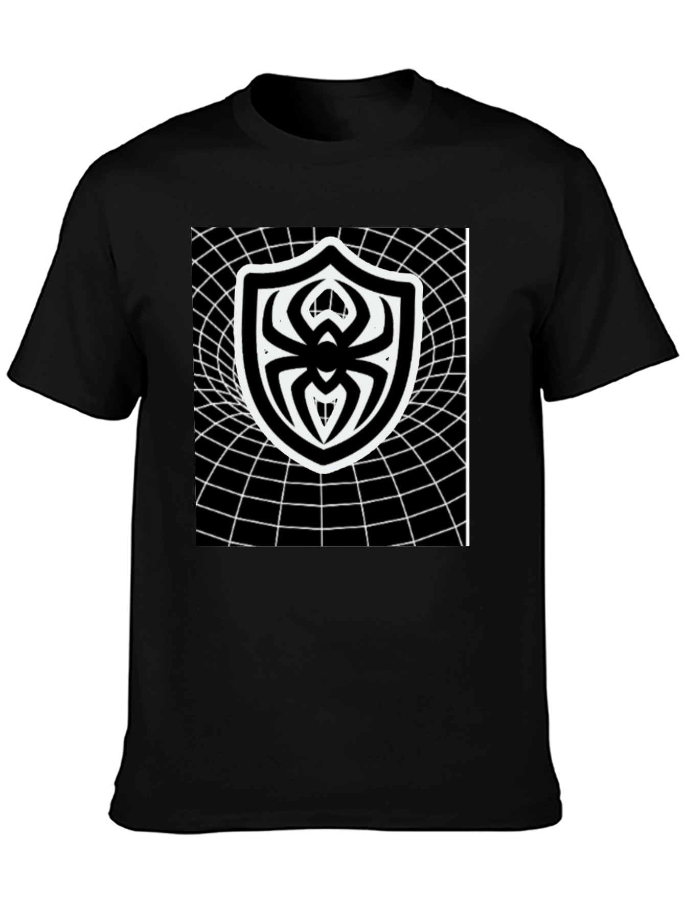 Black Spider Shield Black T-Shirt view 3