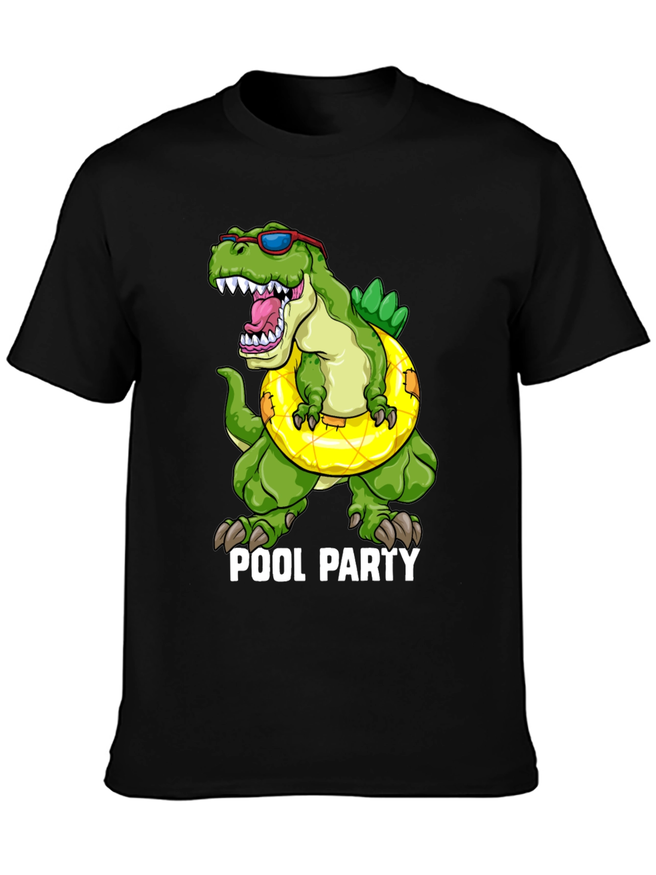 Black Dino Pool Party T-Shirt - Funny Summer Apparel view 3
