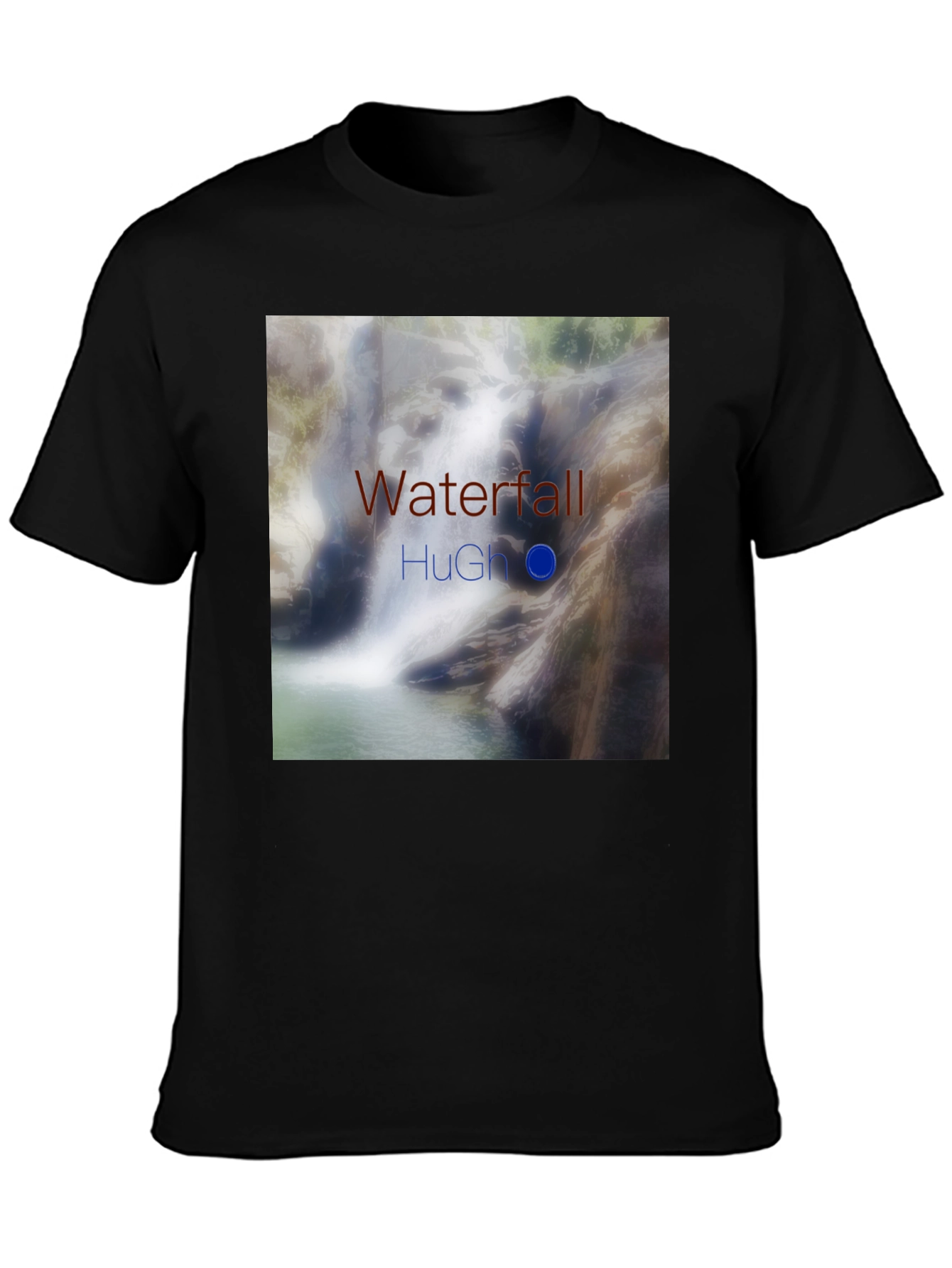 Black Waterfall Graphic Tee - Nature Inspired Design view 3