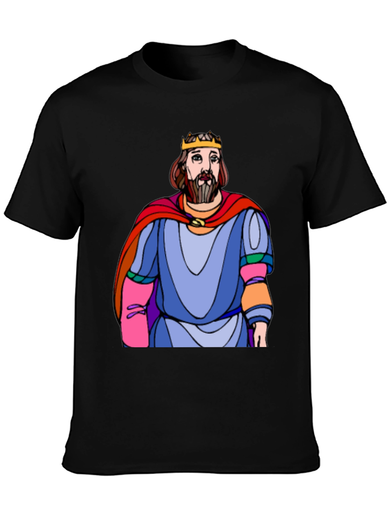 Black King Cartoon Graphic Black T-Shirt view 3