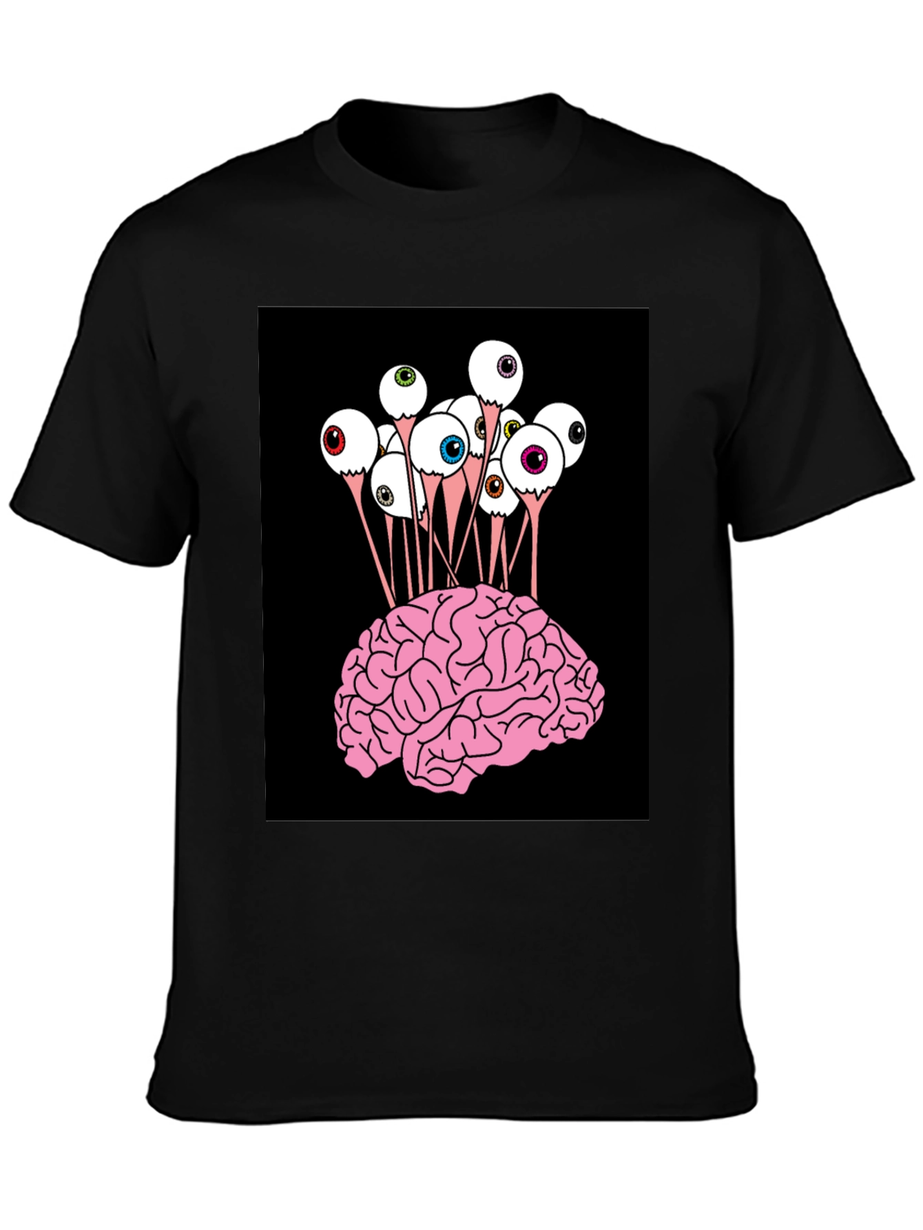 Black Brain & Eyeballs Graphic Tee view 3