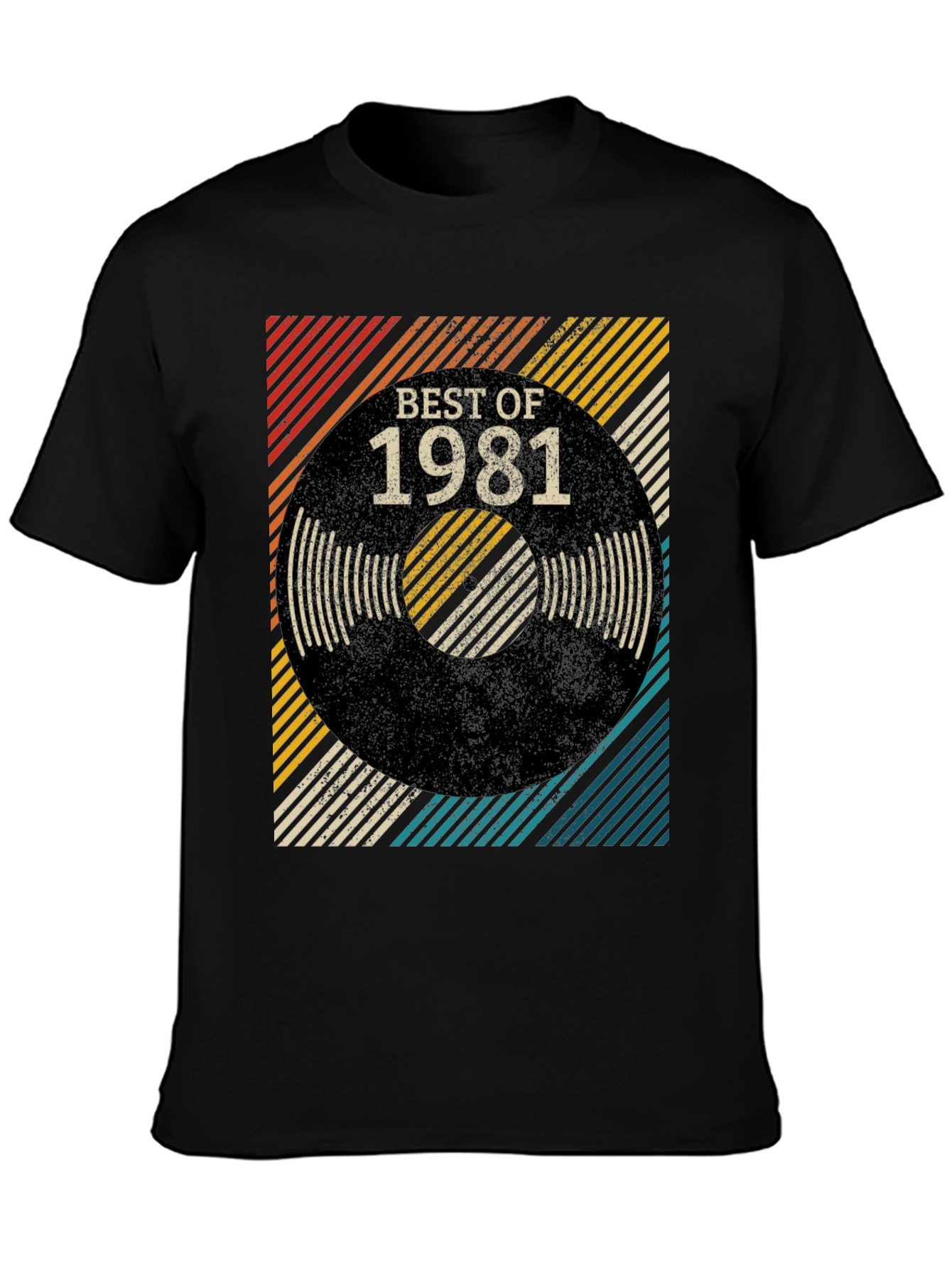 Black Best of 1981 Retro Vinyl T-Shirt view 3