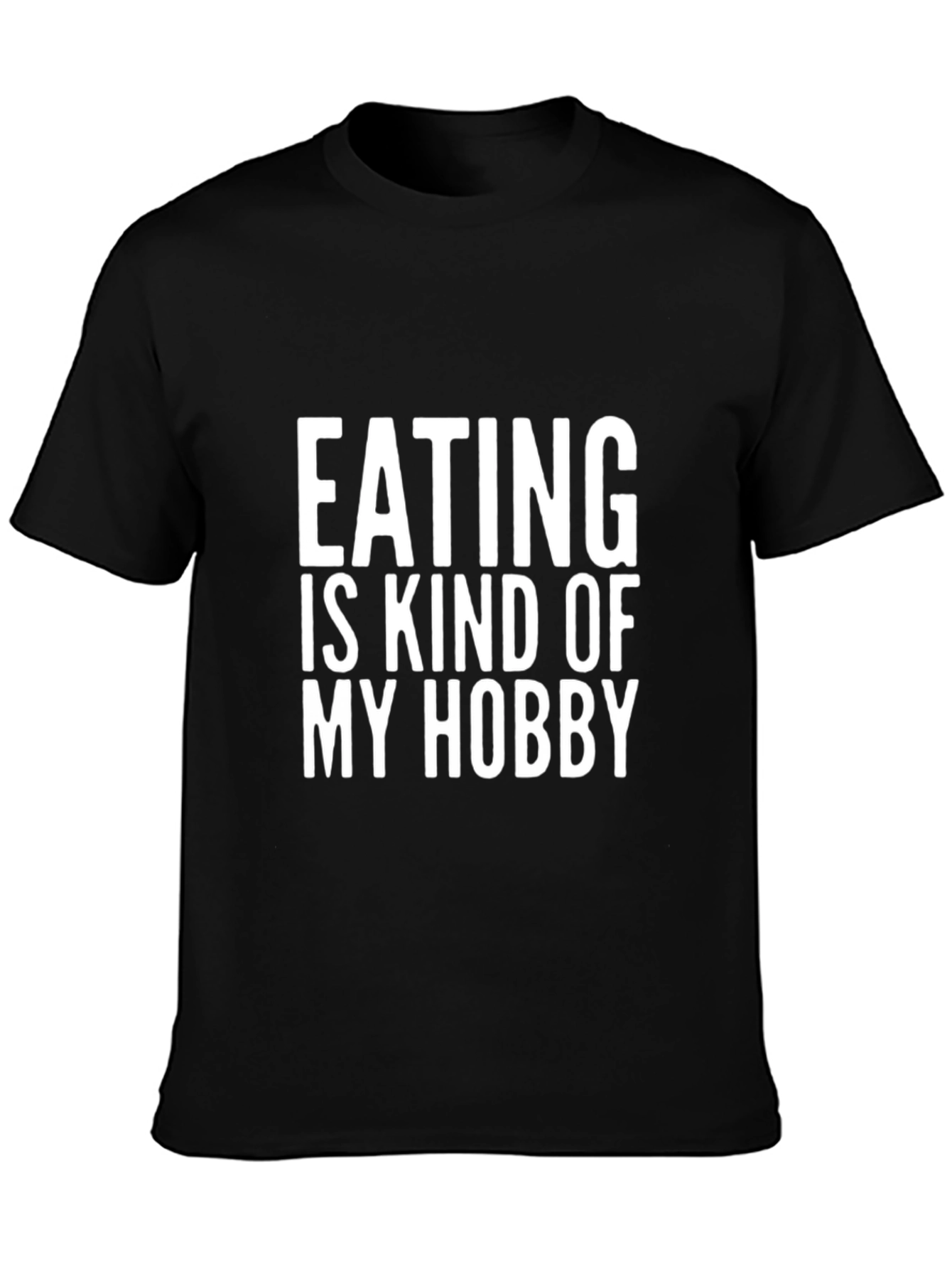 Black Funny Eating Hobby T-Shirt - Black Cotton Tee view 3