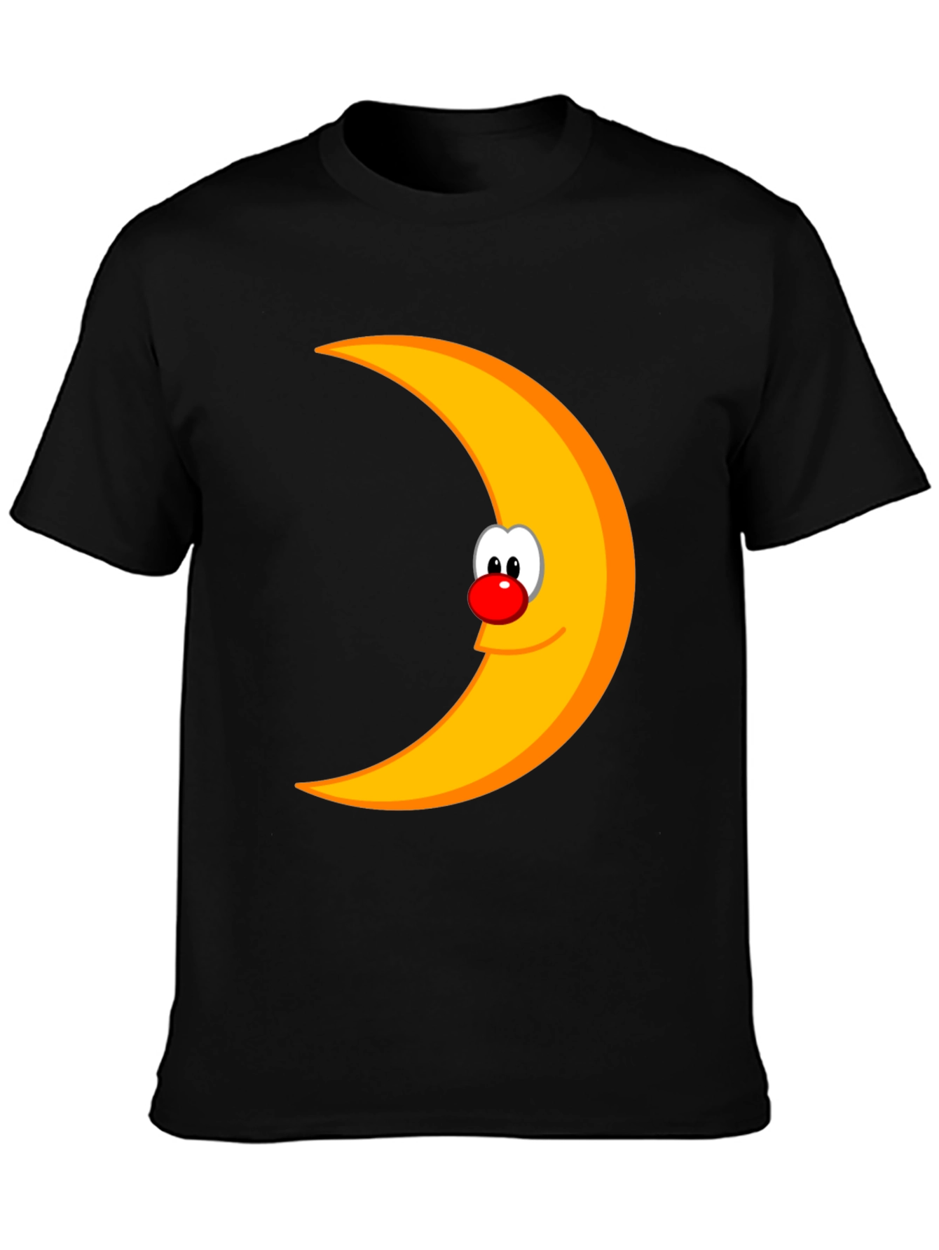 Black Funny Moon Face Graphic Black T-Shirt view 3